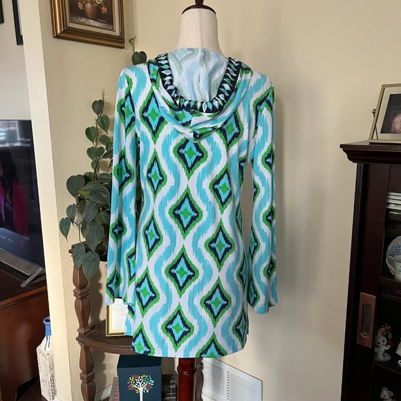 Macbeth Collection Blue & Green Hooded Swimsuit Coverup, sz XS - Picture 6 of 10